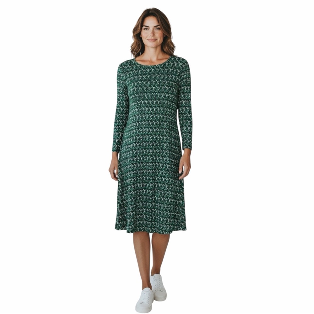 NWT Max Mara Weekend Green Floral Print Shift Dress with 3/4 Sleeves Size Small - Picture 1 of 8